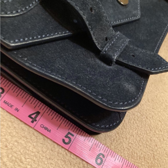 Proenza Schouler navy blue suede shoulder bag,double buckle strap/snap closure - Picture 12 of 14